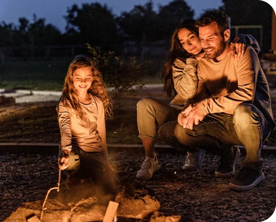 family around a campfire